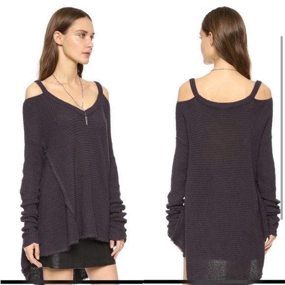 NWT Free People Tunic | Thermal High Low Tunic with Cold Shoulder and Raw Hem - Picture 1 of 9